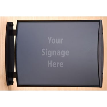 Hallway Signs, Double Sided For 11-3/8" x 8-1/2" Graphics, Wall or Ceiling Mount, Convex Black Aluminum Construction w/Plastic End Caps (W90L1185)