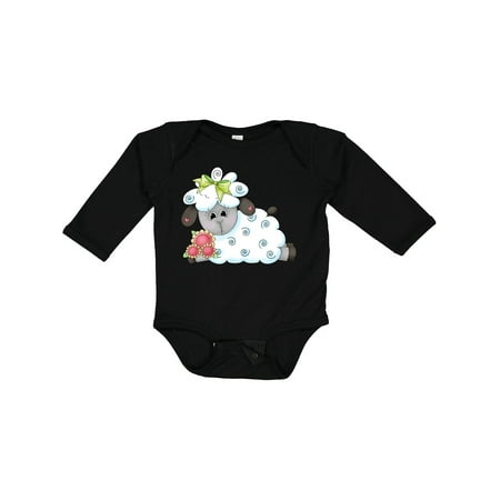 

Inktastic Little Bow Sheep Gift Baby Boy Long Sleeve Bodysuit