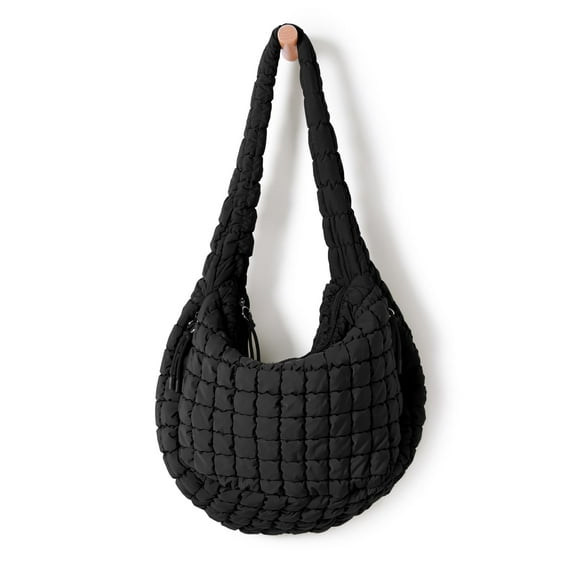 Bolsa de mano acolchada ODODOS para mujer, color negro