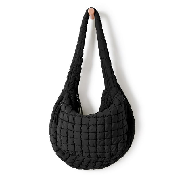 Bolsa de mano acolchada ODODOS para mujer, color negro