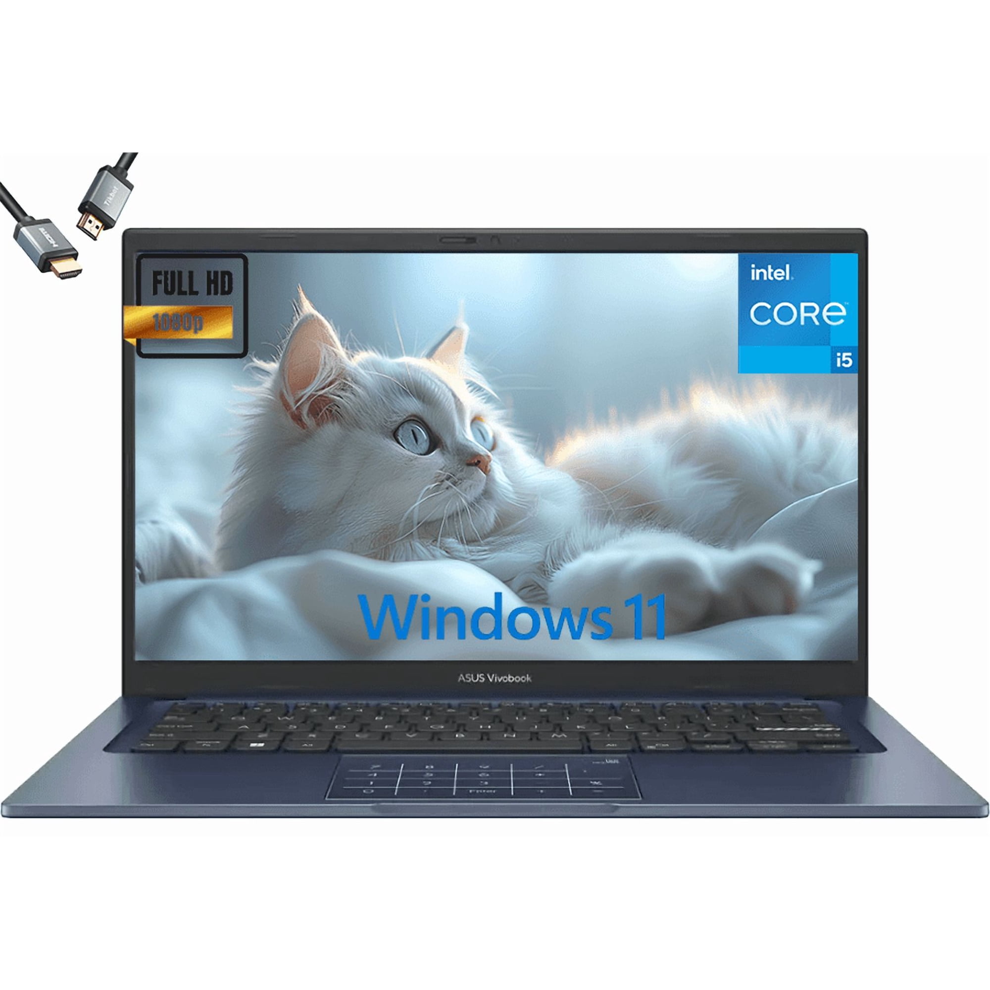 ASUS Vivobook 14 (2025), 14", FHD Slim Laptop, Intel 13th Core i5 - 1334U, UHD Graphics, Privacy camera, Bluetooth5.1, Windows 11 H, Quiet Blue, w/HDMI