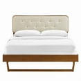 thumbnail image 3 of Modway Bridgette Queen Wood Platform Bed with Angular Frame in Walnut/Beige, 3 of 7