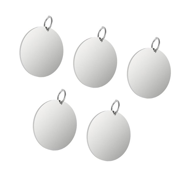 5 colgantes de acero inoxidable, colgantes en , discos de grabado planos de 3 cm para colgar con anillos partidos para H2D, pendientes, fabricac