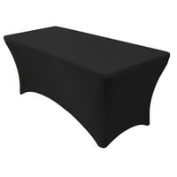 YCC Linen Stretch Spandex 6 ft Rectangular Table Cover Black by Your Chair Covers