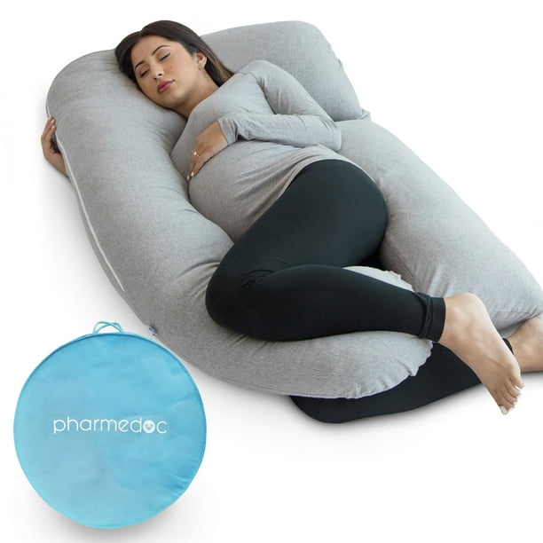 PharMeDoc Full Body Pregnancy Pillow U Shaped Body Pillow with Travel Bag Maternity Pillow
