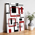 thumbnail image 3 of Canvas Wall Art Abstract Lines Canvas Art Print Black Red Geometric Square Frame Pictures Wall Decor for Living Room Bedroom Artwork Decorations Stretched Framed Ready to Hang 11"x14", 3 of 9