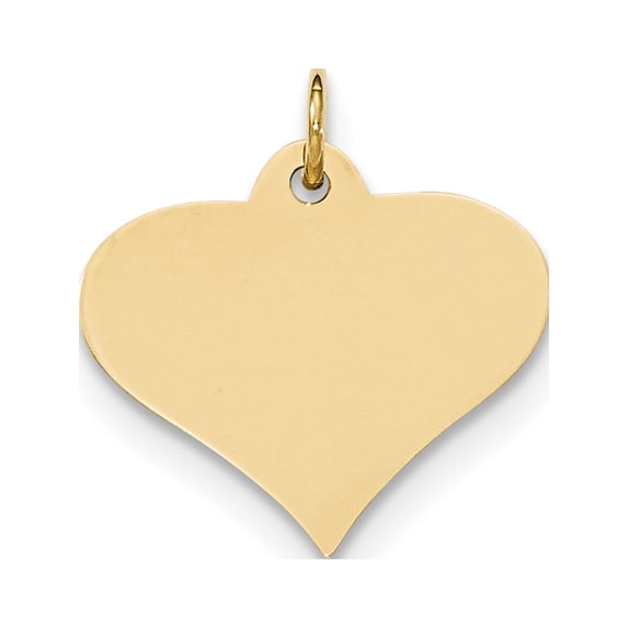 14K Yellow Gold Plain .018 Gauge Engraveable Heart Disc Charm (22 X 21) Made In United States xm569/18