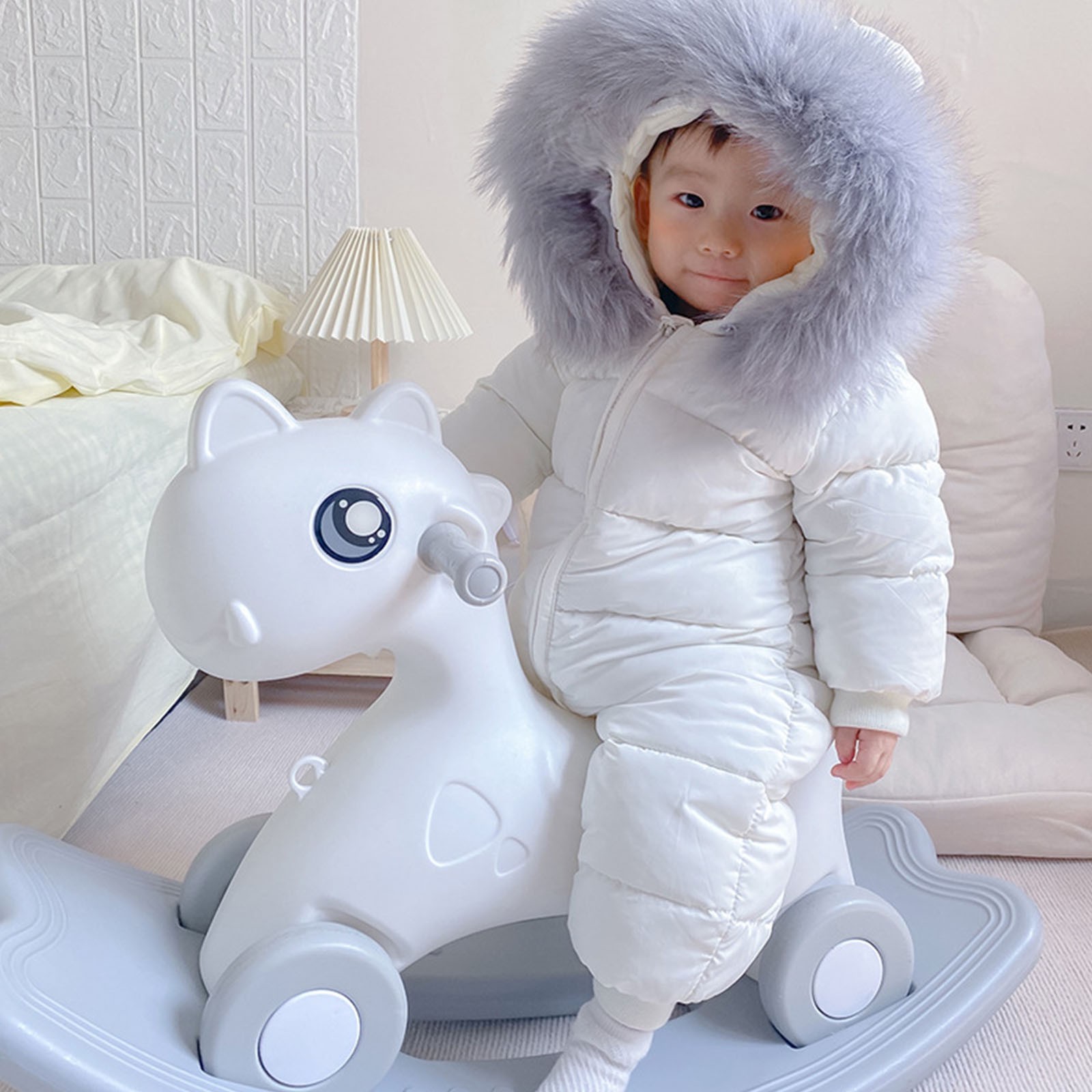 XXWXYD Baby Thermal Insulated Down Jacket Romper Detachable Collar Hooded Winter Snowsuit Thickened Coat Cold Weather Gear Windproof Outerwear