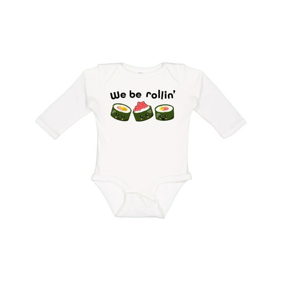 Inktastic We Be Rollin Cute Sushi Boys or Girls Long Sleeve Baby Bodysuit