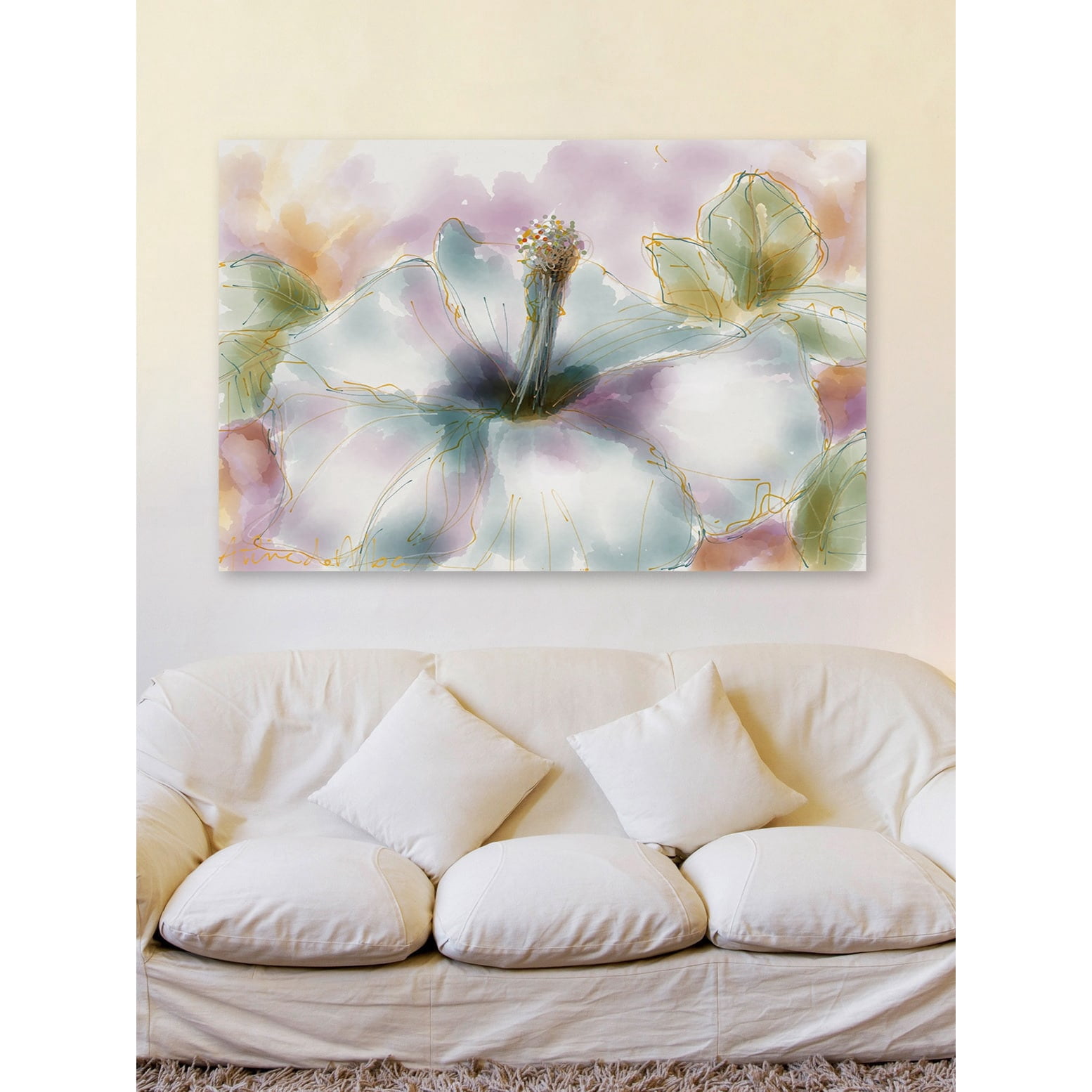 Marmont Hill "Pastel Hibiscus" by Arthur Pina Painting Print on Wrapped Canvas