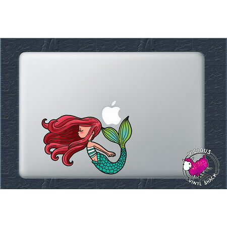 Red Headed Mermaid Cartoon (4 INCHES) Color Vinyl Decal Sticker Car Window MacBook Laptop Computer Tattoo Design Artist Drawing Ocean Summer.., By Vicious Vinyl