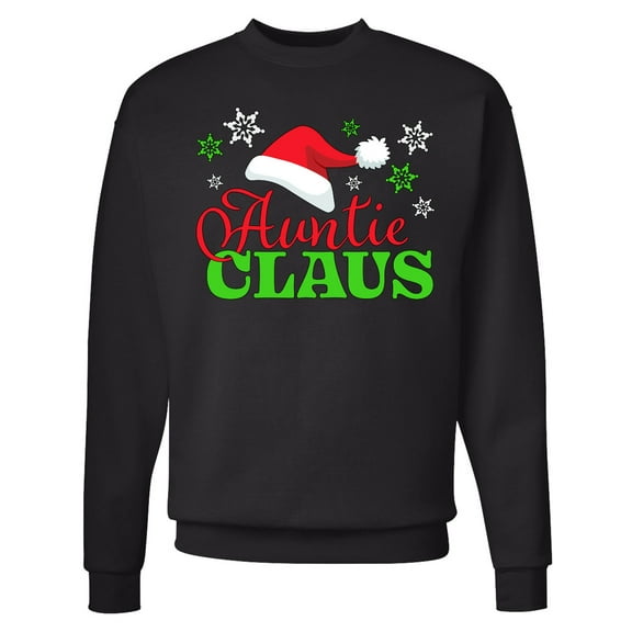 Inktastic Auntie Claus with Christmas Santa Hat and Snowflakes Adult Sweatshirt