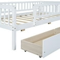 thumbnail image 6 of Holaki Twin Size Wood Bed with Guardrails and 2 Storage Drawers for Kids, White, 6 of 7