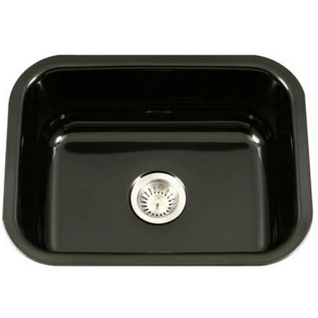 Houzer Pcs 2500 Bl Porcela Series Porcelain Enamel Steel Undermount Single Bowl Kitchen Sink Black