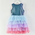 thumbnail image 4 of WIBACKER Mermaid Toddler Tutu Dress Girls Fluffy Tiered Summer Dresses Cute Party Tulle Sundress for Kids 3-7Y, 4 of 5