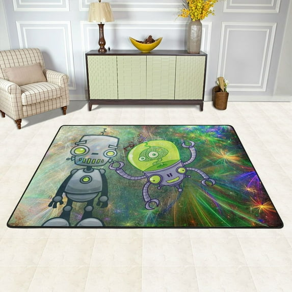 XMXY Robot Future Comic Area Rugs Doormat Outdoor Entrance, Facecloth Non-slip Floor Mat Rug for Living Room Kitchen Sink Area Indoor,72"x48"