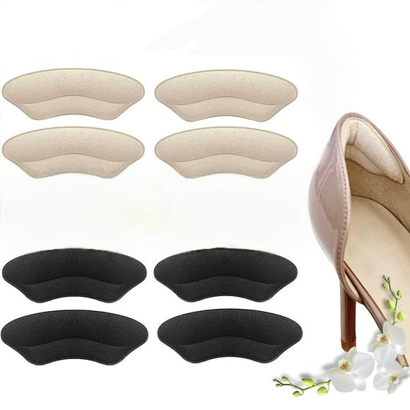 Non-Slip Insole & Heel Grips for Men's/Women's Shoes - Anti-Slip Pads for High Heels, 4 Pairs (Skin + Black) - Premium Grip & Comfort to Prevent Slipping Shoes and Heels Falling Off