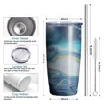 thumbnail image 6 of 20oz Tumbler with Lid and Straw Stainless Teal Marble Gold Steel Vacuum Insulated Water Coffee Tumbler Cup, Double Wall Vacuum Insulated Travel Mug Reusable Tumblers for Ice Drinks, Hot Beverage, 6 of 7