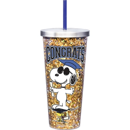 SNOOPY 20 OUNCE CONGRATS GLITTER CUP