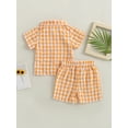thumbnail image 4 of Bagilaanoe 2pcs Toddler Baby Boy Short Pants Set Plaid Short Sleeve Shirts Tops + Shorts 6M 12M 18M 24M 3T 4T Kids Casual Summer Outfits, 4 of 8