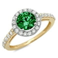 thumbnail image 2 of 1.86 ct Round Cut Simulated Emerald Halo Engagement Ring for Women in 18K White/Yellow Gold, 2 of 2