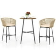 thumbnail image 2 of Costway 3 PCS Rope Woven Patio Bar Set with Soft Cushions and Acacia Wood Tabletop, 2 of 10