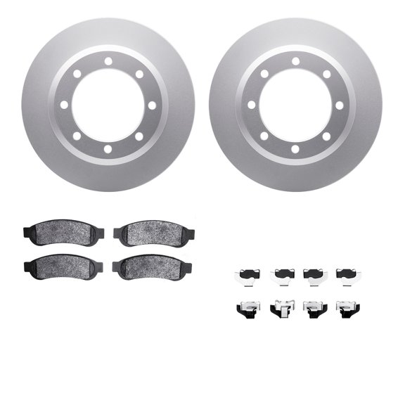 Dynamic Friction Company Rear Geospec Brake Rotors with Ultimate Duty Performance Brake Pads includes Hardware 4412-54060