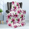 thumbnail image 4 of Floral Soft Flannel Fleece Throw Blanket, Vivid Cherry Blossom Sakura Petals Botany Essence Watercolor Artwork, Cozy Plush for Indoor and Outdoor Use, 60" x 80", Fuchsia Yellow, by Ambesonne, 4 of 5