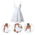 thumbnail image 3 of EeaseMX Vestido con cuello en V, elegante, para fiesta, decorativo, para playa, con falda sin tirantes, 3 of 7