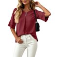thumbnail image 4 of WRFWUL Womens Elegant Button Blouses Casual Crewneck Tiered Ruffle Sleeve Shirts Loose Fit Curved Back Chiffon Tops, 4 of 7