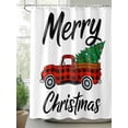 thumbnail image 2 of Merry Christmas Small Stall Shower Curtain, Waterproof Shower Curtains for Bathroom, Winter Xmas Red Black Plaid Truck Holiday Washable Fabric Cloth Bath Curtain for Bathtub with Hooks 36x78 Inches, 2 of 6