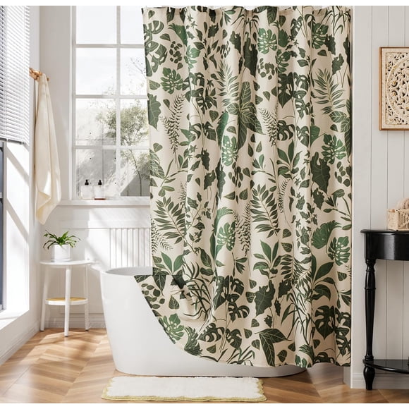 Boho Shower Curtain Green Cute Floral Shower Curtains for Bathroom Allover Jungle Tropical Leaves Plant Shower Curtain Waterproof Polyester Fabric 180*180CM