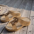 thumbnail image 4 of Comfortable Backless Wedge Sandals for Women Wide Toe Box Slip On Platform Sandal Non Slip Walking Slide Shoes Brown Size 9.5, 4 of 7