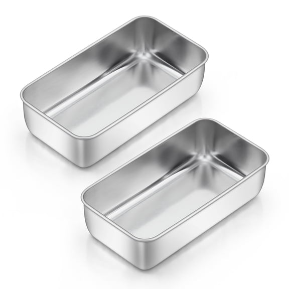 Walchoice 2-Pack Loaf Pan, 9 x 5 Inch Stainless Steel Bread Pan, Loaf Toast Baking Pan for Meatloaf Homemade Brownies, Easy Release & Dishwasher Safe