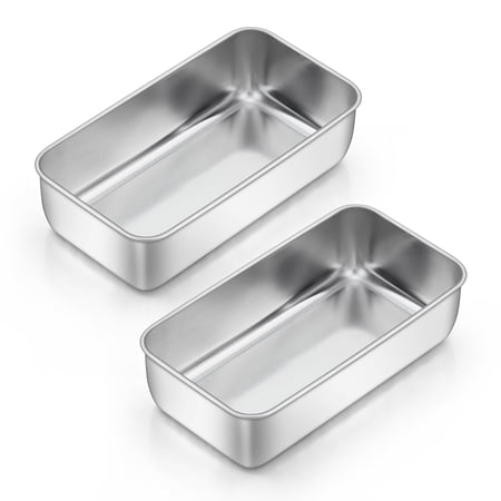 Walchoice 2-Pack Loaf Pan, 9 x 5 Inch Stainless Steel Bread Pan, Loaf Toast Baking Pan for Meatloaf Homemade Brownies, Easy Release & Dishwasher Safe