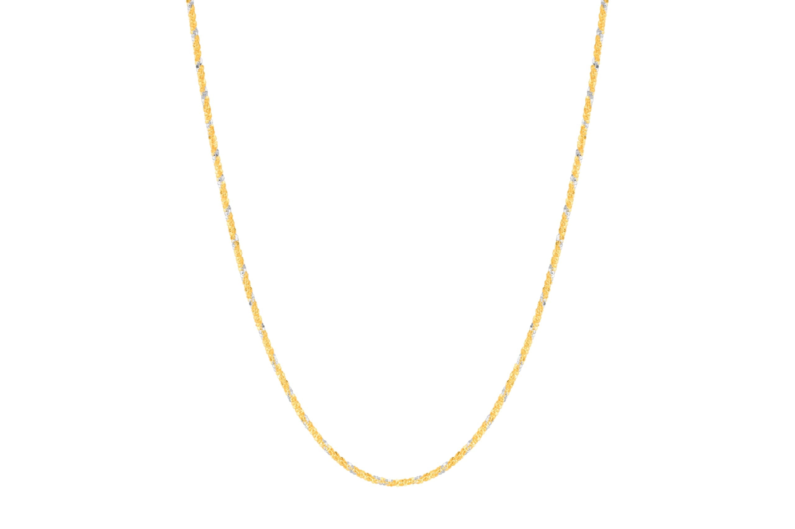 Floreo 14k Yellow Gold or Rose Gold and White Gold 1.5mm Twisted Crisscross Sparkle Chain Necklace