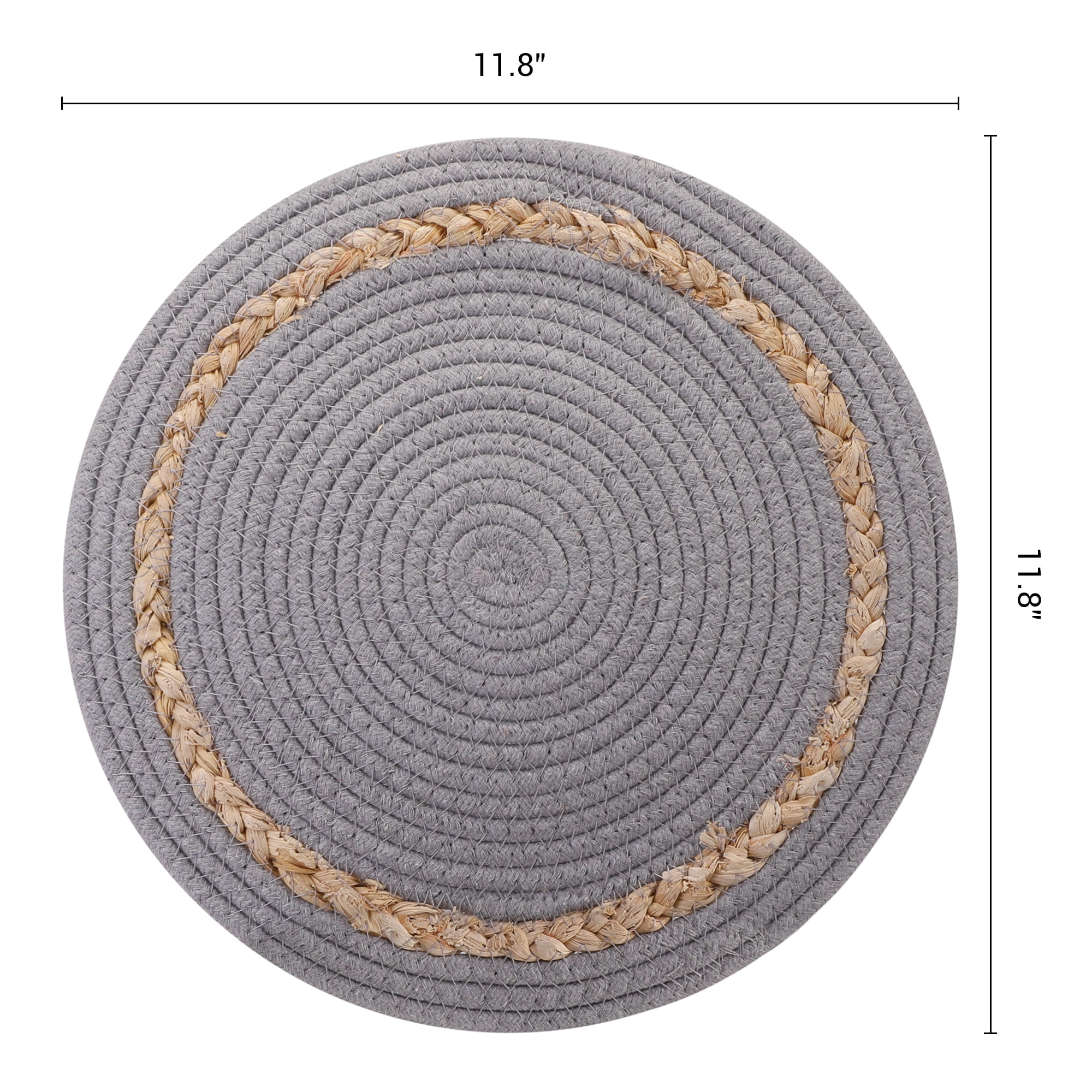 Unique Bargains 6pcs Farmhouse Woven Placemats Light Gray 11.8"x11.8"