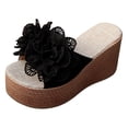 thumbnail image 6 of Pandaie Women's 3D Flower Platform Sandals Bohemia Dressy Wedge Slides Casual Summer Beach Slippers Open Toe Walking Outdoor Shoes Black Size 8.5, 6 of 7