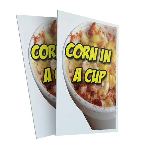 Corn In A Cup (2-PACK) 24" x 36" Plastic Signs | Sign Insert 4mm Corrugated Plastic Signs Storefront Window Poster