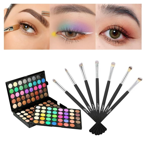ojos de 120 colores con 7 pinceles de maquillaje de ojos cálidos naturales impermeables de ojos maquillaje de shamjiam Paleta de sombras de ojos