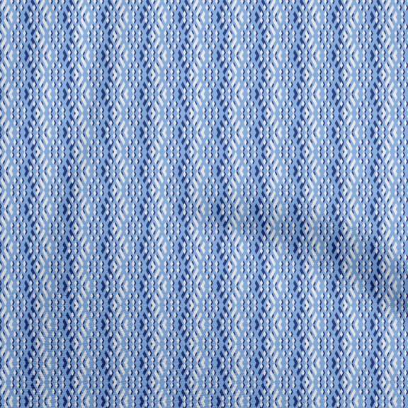 oneOone Polyester Spandex Medium Blue Fabric Geometric Diy Clothing Quilting Fabric Print Fabric By Yard 56 Inch Wide