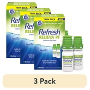 (3 pack) Refresh Relieva PF Preservative-Free Artificial Tears Lubricant Eye Drops, 10 ml, 2 bottles