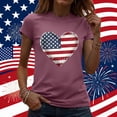 thumbnail image 2 of Zynoxe Independence Day T Shirts for Women Fashionable Round Neck Graphic Tees Patriotic Short Sleeve Going Out Summer Tops (#03 Wine,S), 2 of 7