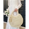 thumbnail image 3 of Kukuzhu Summer Beach Straw Handbag Hand-Woven Tassel Trendy Round Tote Bag Purse for Women Girls, 3 of 6