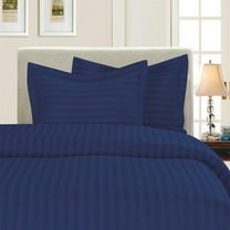 Elegant Comfort 3-Piece Damask Striped Duvet Cover Set, Wrinkle & Fade Resistant, 1500 Premium Microfiber, Soft & Silky, Full/Queen, Navy Blue