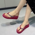 thumbnail image 7 of DIVVce Rhinestone Wedge Flip Flops For Women Open Toe Slip On Comfortable Casual Summer Footwear, 7 of 7
