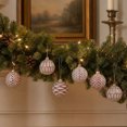 thumbnail image 4 of Vintage Christmas Ball Ornaments Set of 12, 8 cm Painted Embossed Baubles, Shaped Xmas Hanging Decorations for Tree and Wreath - Pink and White, 4 of 6