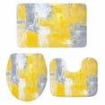 thumbnail image 2 of Gray Yellow Abstract Bathroom Rugs Set Graffiti Brush Non Slip Absorbent Soft Bath Mats 3 Piece Set with Bathroom Rug, U-Shaped Floor Mat, Toilet Seat Cover Small Size, 2 of 9