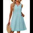 thumbnail image 1 of Vestidos de Verano para Mujer 2025, Sueltos, Informales, Sin Mangas, con Ojales, con Bolsillos, Azul , Talla L, 1 of 6