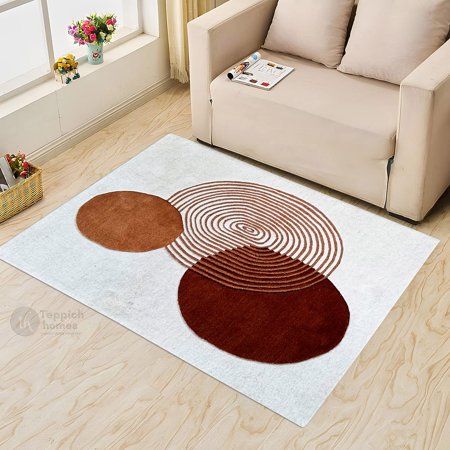 White Rug 5X8 Geometric Wool Handmade Rugs Bedroom Hallway Rectangle Carpet